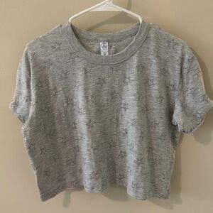 Alternative Gray Glitter Star Crop Top